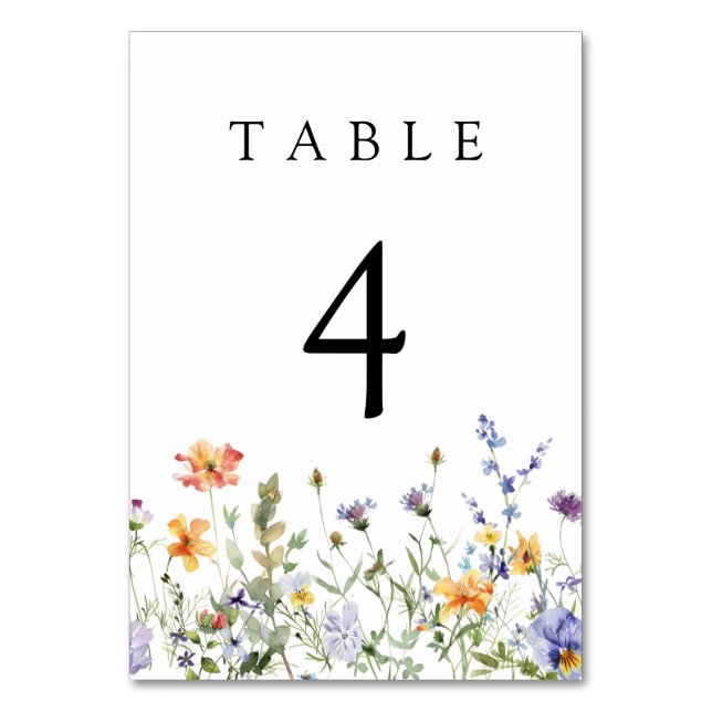Numeração De Mesa Wildflower Garden Wedding Table Number (Frente)