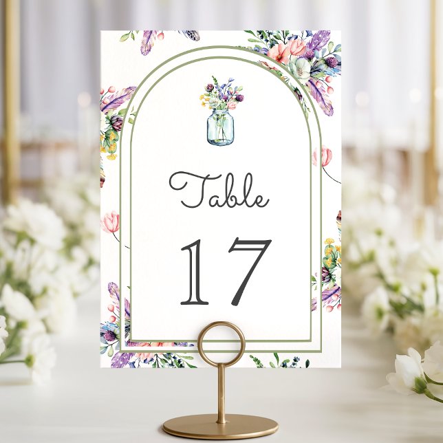 Numeração De Mesa Wildflower Mason Jar Arch Wedding (Criador carregado)