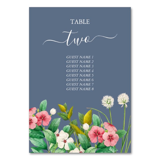 Numeração De Mesa Wildflower Periwinkle Dusty Blue Weding (Frente)