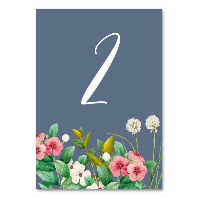 Numeração De Mesa Wildflower Periwinkle Dusty Blue Weding (Frente)