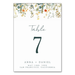 Numeração De Mesa Wildflower Wedding