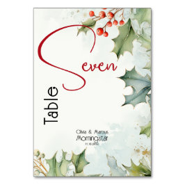 Numeração De Mesa Winter Holly e Berries