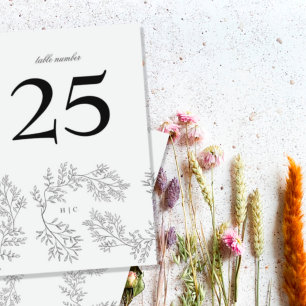 Numeração De Mesa Wreath Floral Tradicional Monograma Mínimo