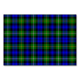 Numeração De Mesa xadrez azul verde tartan Campbell