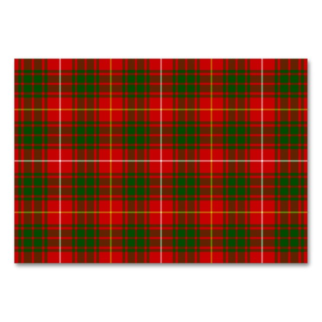 Numeração De Mesa Xadrez verde vermelho tartan Bruce (Frente)