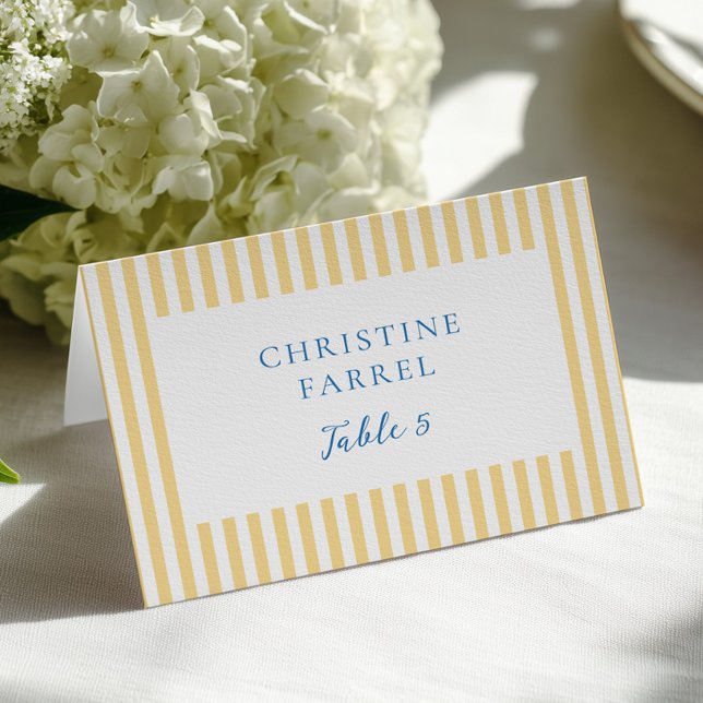 Numeração De Mesa Yellow Stripes Place Cards (Criador carregado)