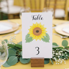 Numeração De Mesa Yellow Watercolor Sunflower Wedding 