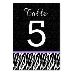 Numeração De Mesa ZEBRA Quadro Caseiro Número 5 com PURPLE