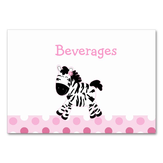 Numeração De Mesa Zebra rosa com placa de Mesa Polkadot rosa (Frente)