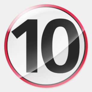 Número 10 autocolante vermelho