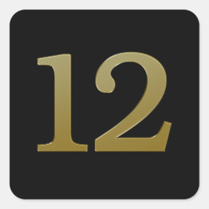 Número 12: Adesivo Quadrado Dourado