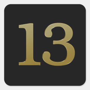 Número 13: Adesivo Quadrado Dourado