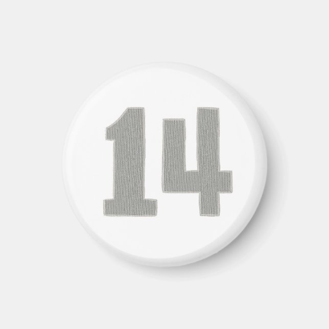 Número 14 íman em prata e cinzas (Frente)