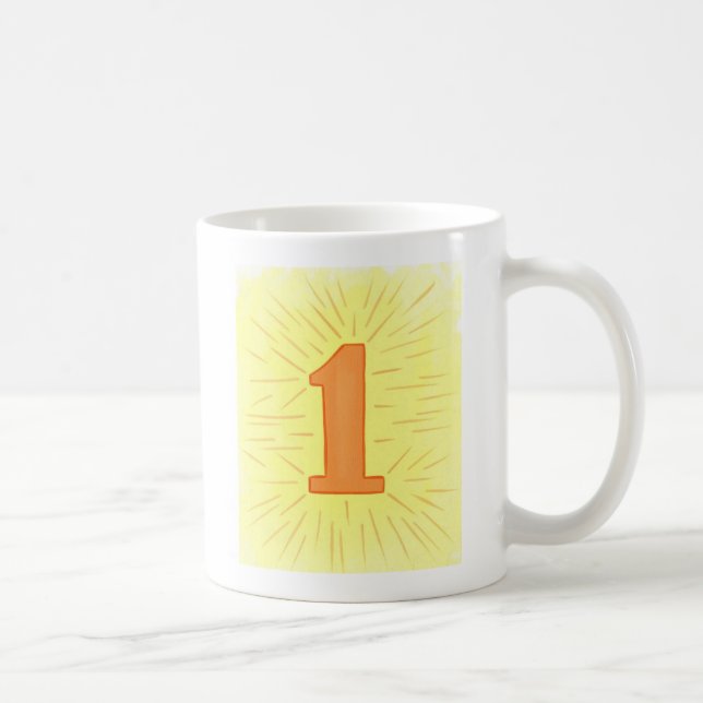 Número 1 em Canecas Laranja e Amarelo (Direita)