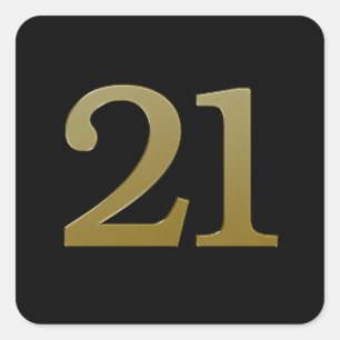 Número 21: Adesivo Quadrado Dourado