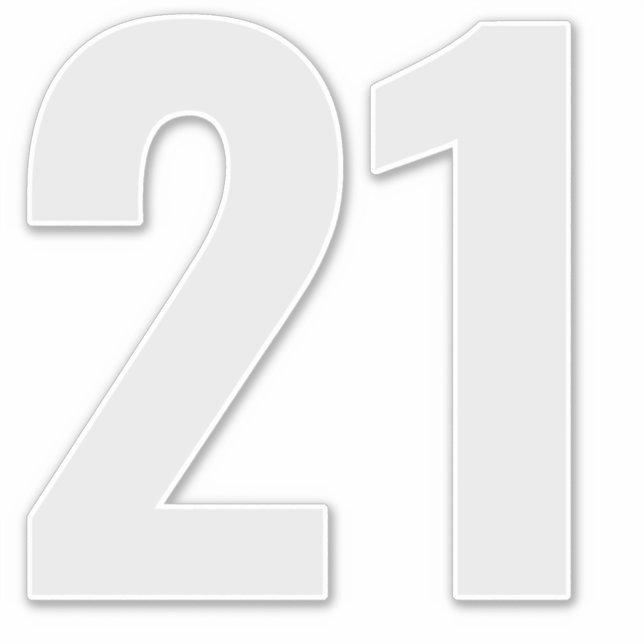 Número 21 Cinzas prateadas e adesivo branco (Frente)