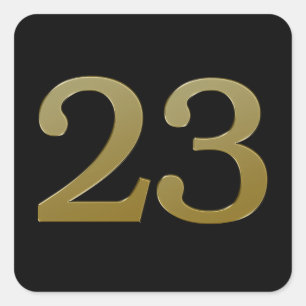 Número 23: Adesivo Quadrado Dourado