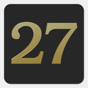 Número 27: Adesivo Quadrado Dourado
