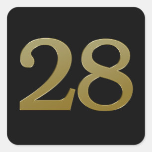 Número 28: Adesivo Quadrado Dourado