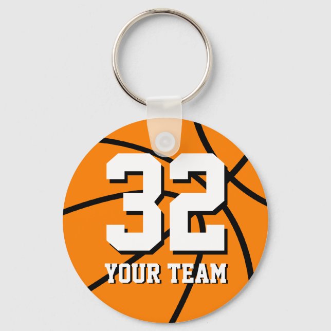 Número 32 chaveiros de basquete | Personalizável (Frente)