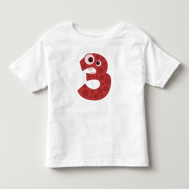 Número 3 design Giraffe Toddler Camiseta (Frente)