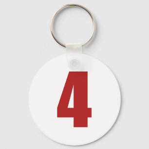 Número 4 no vermelho no chaveiro branco do botão