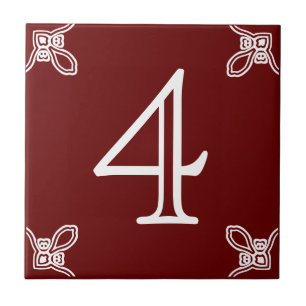 Número da Casa - Branco Espanhol no Azulejo Marrom