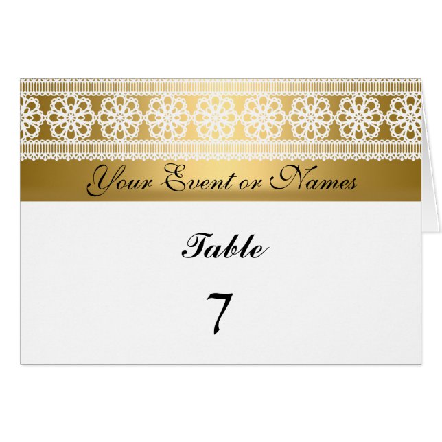 Número da Mesa Cartão de Festa Sentado Dourado Bra (Frente Horizontal)