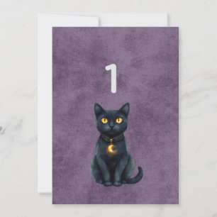 Número da Mesa Casamento Gato Preto Gótico