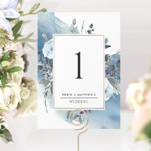 Número da Mesa da Recepção de Casamento Azul Elega