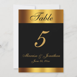 Número da Mesa de Casamento da Caligrafia Dourada 