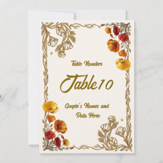 Número da Mesa de Casamento Floral Laranja Califor