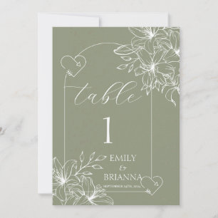 Número da Mesa de Casamento Verde do Minimalista B