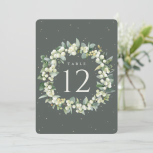 Número da Mesa de Casamento Verde Snowberry+Eucali