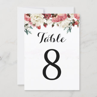 Número da mesa do convite de casamento de rosa