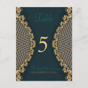 Número da Mesa e Menu de Convidados em Renda Azul+