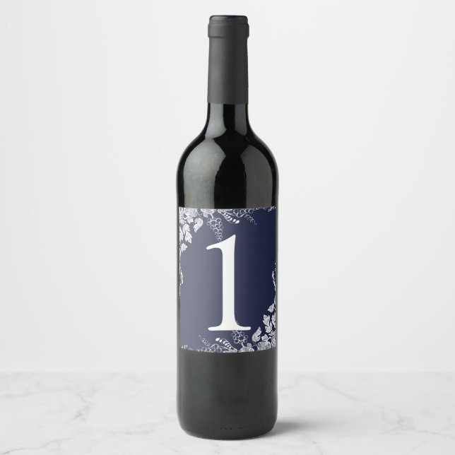 Número da Mesa na Etiqueta de Vinho | Vinhedo (Azu (Frente)