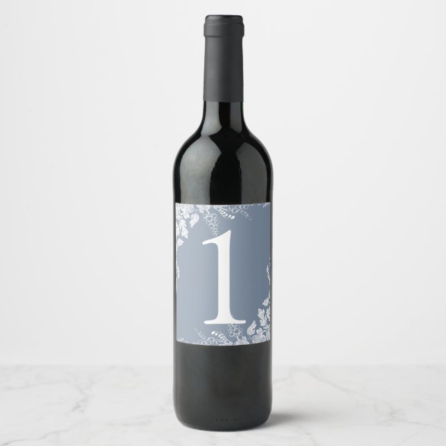 Número da Mesa na Etiqueta de Vinho | Vinhedo (Azu (Frente)
