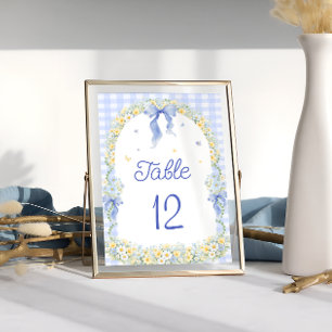 Número da Mesa Xadrez Floral de Flores Silvestres