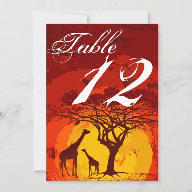 Número da tabela 5x7 Cartão africano Safari Giraff (Frente)