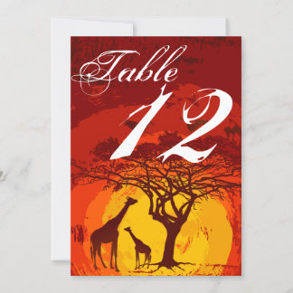 Número da tabela 5x7 Cartão africano Safari Giraff