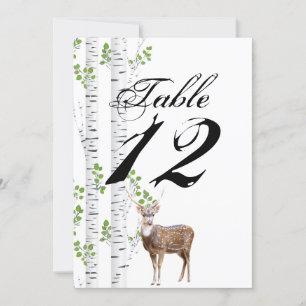 Número da Tabela 5x7 Cartão Deer Doe Buck Woodland