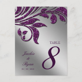 Número da Tabela Cartão Postal Purple Sparkle Leaf
