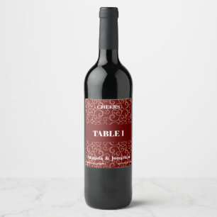 Número da Tabela Casada Rótulo de Vinho Design Bar