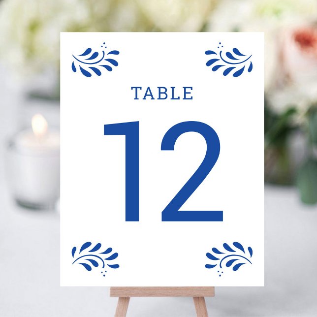 Número da Tabela de Casamento Azul do Estilo Puebl (Puebla Style Blue Wedding Table Number by Fiesta Valley Print)