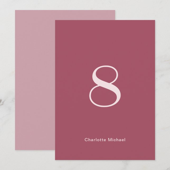 Número da Tabela de Casamento Chic Burgundy (Frente/Verso)