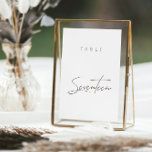 Número da Tabela de Casamento de Caligrafia Orçame<br><div class="desc">Design apresenta uma fonte manuscrita e um design minimalista moderno. Projetado para coordenar com a coleção de convites de casamento "ESSENTIALS". Para alterar os detalhes,  clique em "Personalizar". Veja o link de coleção nesta página para ver todos os itens correspondentes neste belo design ou veja a coleção aqui: https://bit.ly/3iNzQAD</div>