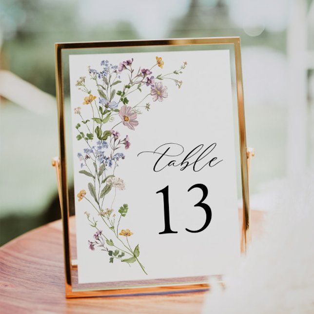 Número da Tabela de Casamento de Flores Selvagens  (Wedding Table Number)
