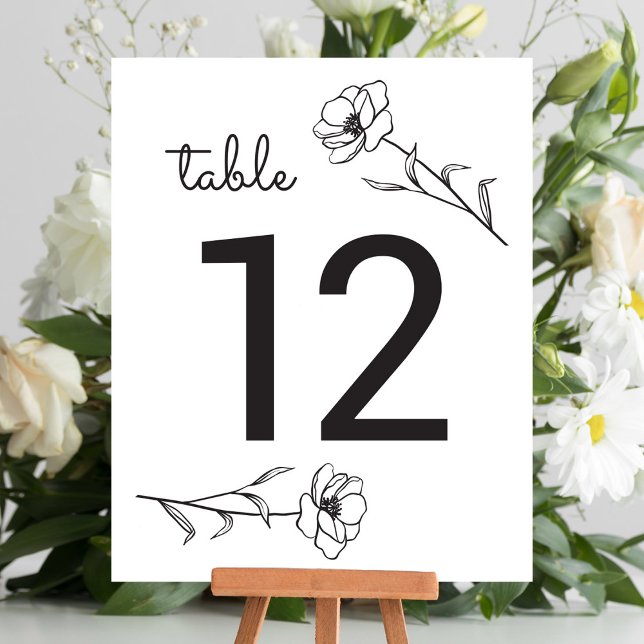 Número da Tabela de Casamento de Flores Selvagens (Wildflower Wedding Table Number)