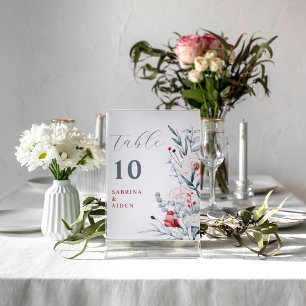 Número Da Tabela De Casamento Floral De Flor Verme